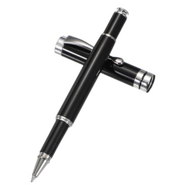 Imagem de PATIKIL Caneta esferográfica de metal luxuosa, 0,5 mm, tinta preta, esferográfica, luxo, artesanato, presente para homens e mulheres, escrita, assinatura, preto, prateado