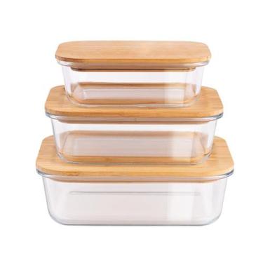 Imagem de Jg De Potes De Vidro Com Tampa De Madeira 3 P - Berlinger Haus