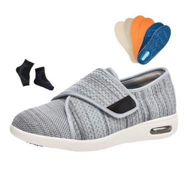 Imagem de Chinelos Ortopédicos Para Diabéticos, Sapatos Largos Antiderrapantes E Ajustáveis ​​para Homem Para Edema Diabético E Artrite, Idosos Confortáveis ​Respiráveis Caminhada Ortopédica(Light Gray,38 EU)