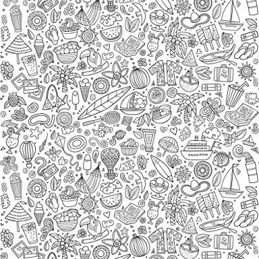Imagem de Papel de Parede Desenho para Colorir Summer 2,70x0,57m