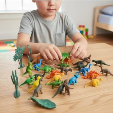 Imagem de Kit 36 Dinossauros Miniatura + 6 Árvores Brinquedo Educativo Cenário Jurássico Lembrancinhas Para Festas Decoração e Atividades Escolares