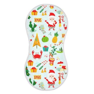 Imagem de xigua Conjunto de 2 panos coloridos de musselina de Papai Noel para arroto, panos super macios e absorventes, roupas de arroto de algodão para chá de presente para recém-nascidos, bebês meninas e