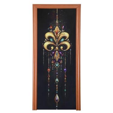 Imagem de xigua Capa de porta de decoração de carnaval 81 x 199 cm, placa de decoração de festa para porta da frente, porta de garagem