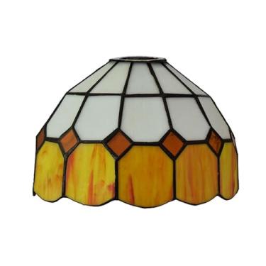 Imagem de Cúpula de abajur estilo Tiffany de 8 polegadas (20 cm), peça de reposição, em vitral, estilo vintage mediterrâneo, acessório ideal para luminárias pendentes e de parede, cor laranja.