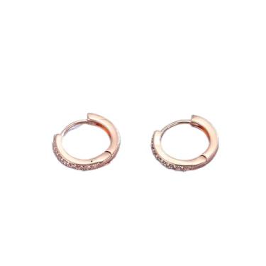 Imagem de Conjunto de brincos femininos pequenos de argola banhados a ouro 14 quilates e argolas delicadas de zircônia cúbica, 10mm, Aço inoxidável, Sem pedra preciosa