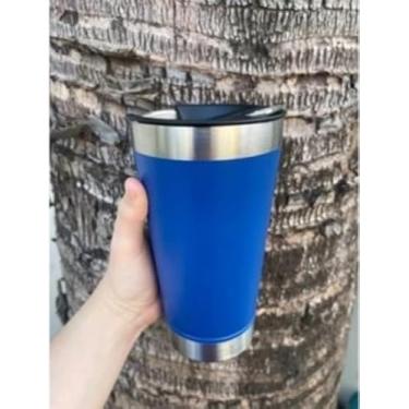 Imagem de Copo Térmico com Tampa E Abridor 473ml Cerveja Café Inox Beer Cup Gelada Quente Caneca (AZUL)