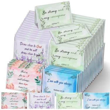 Imagem de TaoBary Pacote com 80 lenços de bolso cristãos para convidados de casamento, com flores, lenços de bolso, pacotes de viagem, versículo bíblico inspirador, guardanapo facial macio de 3 camadas para