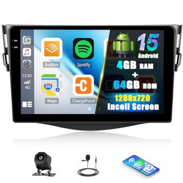 Imagem de SIXTOP Estéreo automotivo Android 4G + 64G para Toyota RAV4 2007-2012 sem fio CarPlay Android Auto, 22.9 cm na célula 1280 * 720 tela sensível ao toque, GPS, rádio Bluetooth 5.0, FM/RDS, SWC, câmera