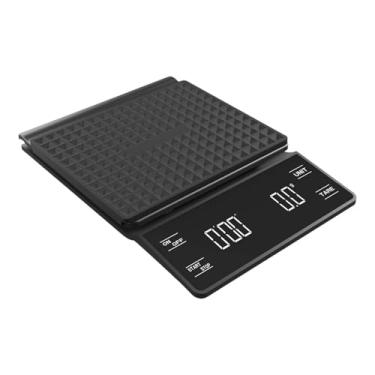 Imagem de Fenteer Balança de Cozinha para Alimentos, 3kg/0,1g, Compacta e Prática com Temporizador para Cafeteria, Cozinha, Escritório, Loja e Preparador de Café Coado.