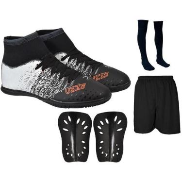 Imagem de Chuteira Futsal Botinha Quadra Costurada + Meião + Short Esportivo + C