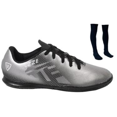 Imagem de Chuteira Futsal Quadra UZ Adulto Costurada + Meião Futebol - Uzze, Pre