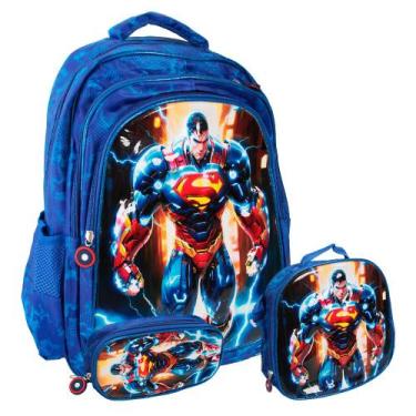 Imagem de Kit Mochila Escolar Menino Bolsa Passeio Desenho Personagem - Plike