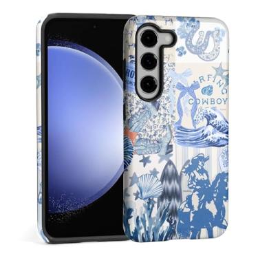 Imagem de TAMEFOX Capa para Samsung Galaxy S24 FE, capa protetora antiqueda contra arranhões para mulheres meninas - colagem de ondas de cowgirl costeira