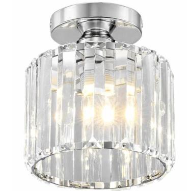 Imagem de Luminária Plafon 17cm 16 Cristais Prata Lustre Teto Metal Gimpo KJGD-0