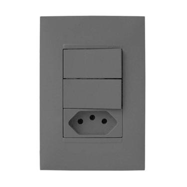 Imagem de Cj Duplo + Tomada 20A 4X2 - Pial Plus + Preto