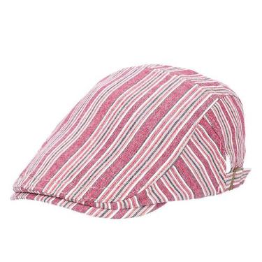 Imagem de Cap Flat Masculino Listrado Vermelho e Branco de Poliéster - Yiweisai