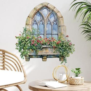Imagem de Adesivos de parede Vintage Window Watercolor Floral Ivy 30x60cm - yiwe
