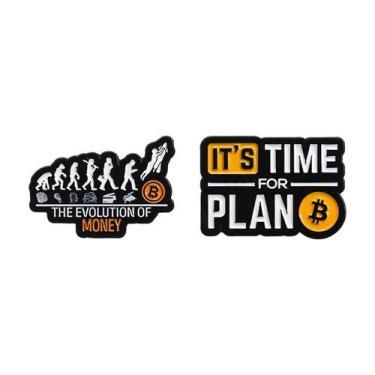 Imagem de Broche Evolution of Money & Plan Bitcoin Alloy 3x2,1 cm - yiweisai