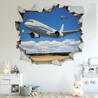 Imagem de Adesivos de parede 3D Avião quebrado com efeito de parede PVC 50x50cm 