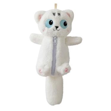 Imagem de Estojo de lápis, bolsa de brinquedo de pelúcia branca para gatos com o