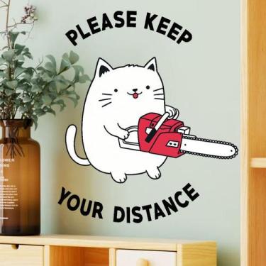 Imagem de Adesivos de parede Funny Cat Cartoon Warning PVC 29,5 x 29,5 cm - yiwe