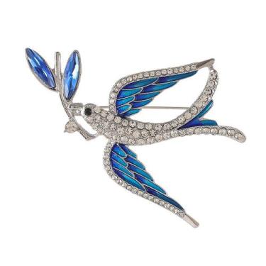 Imagem de Alfinetes de broche Blue Swallow com incrustações de cristal e asas de