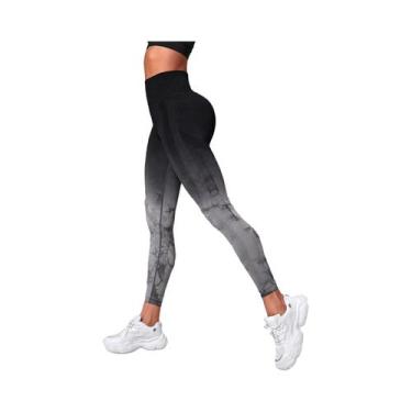 Imagem de Calças De Yoga Femininas De Cintura Alta Sem Costura, Leggings Tie Dye