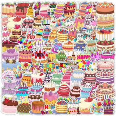 Imagem de Adesivos, bolo de aniversário, grafite à prova d'água, 100 unidades/lo