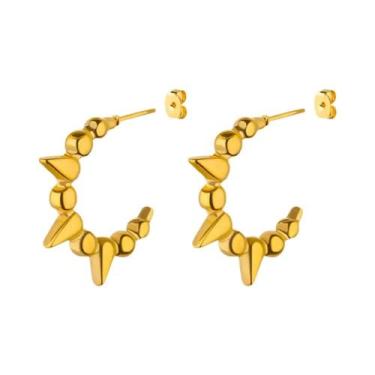 Imagem de Brincos De Bambu Dourados Para Mulheres, Joias De Aço Inoxidável Da Mo