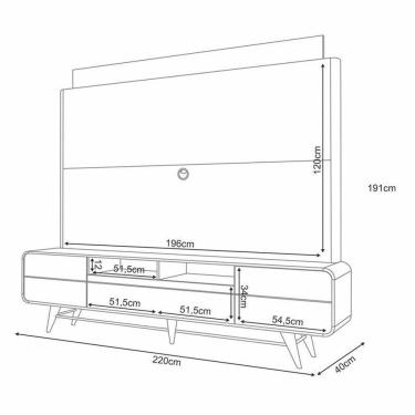Imagem de Estante Home Theater Nobre Off White Cinamomo E Mesa De Centro Sky Com Tampo De Vidro Off White- Hb Móveis