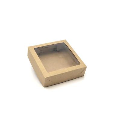 Imagem de 20 caixas de papel para presente com visor 15x15x4cm Kaiambá Cor:Kraft