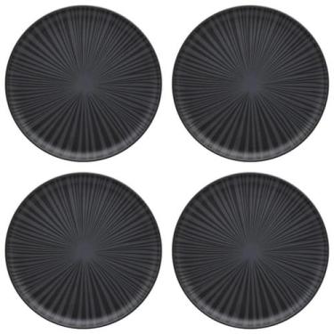 Imagem de Conjunto Com 4 Pratos Rasos 26Cm Flat Ônix Preto Oxford