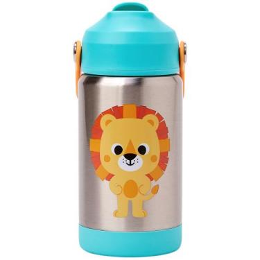 Imagem de Copo Térmico Buba Zoo Leão 360ml Parede Dupla Canudo Silicone