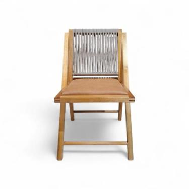 Imagem de Cadeira em madeira sem braço assento de material sintético encosto de 