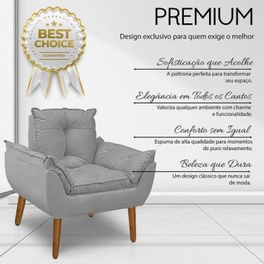 Imagem de Poltrona Opala Com Fibra Siliconada Suede Cinza Claro-Rv Decora - CASA