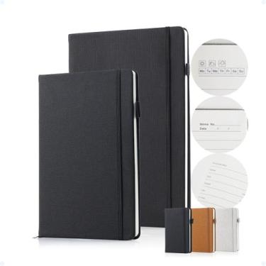 Imagem de Kit Caderno Tipo Moleskine B5 A5 Executiva Pauta MarcaPágina - Hxt, Pr