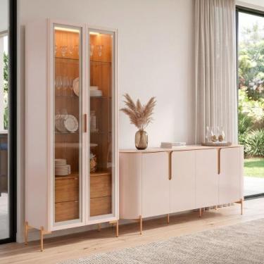 Imagem de Kit Aparador Buffet Lia Com Cristaleira Tarsila Orgânico D05 Off White