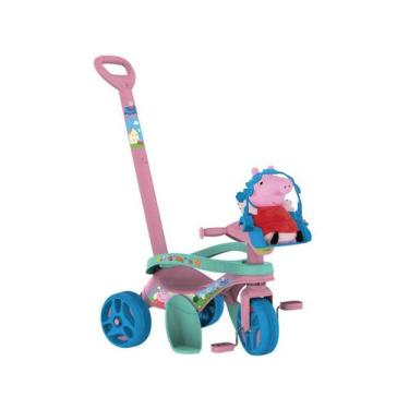Imagem de Triciclo Infantil Peppa Pig Passeio e Pedal - Mototico com Empurrador 