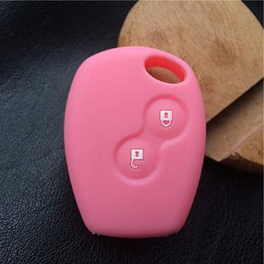 Imagem de YJADHU Porta-chaves de silicone para proteção do porta-chaves do carro Porta-chaves porta-chaves, adequado para Renault Clio Scenic Megane Duster Sandero Captur, rosa