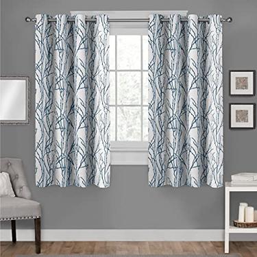 Imagem de Exclusive Home Curtains Galhos de linho misto, painel de cortina para janela, par com ilhós, 137 x 150 cm, azul-petróleo, 2 unidades