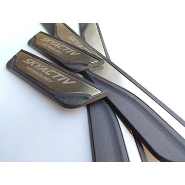 Imagem de GZBFTDH Proteção de Peitoril Soleira da Porta, para Mazda Cx-5 Cx-30 Cx-50 Carro Acessórios, Aço Inoxidável Kick Plate Guard de Pedal de Limiar Protetor, Peças para Automóveis