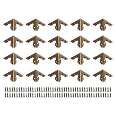 Imagem de Protetor de canto de m¨®veis de metal,20 pe?as protetor de canto de ferro vintage caixa de madeira protetor de canto, protetor de arm¨¢rio mesa de canto de seguran?a acess¨®rios de ferragens para c