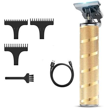 Imagem de MAXBROTHERS cortador de cabelo elétrico sem fio recarregável para corte de cabelo cabeleireiro aparador de barba lâmina de barbear beleza masculina (Dourado-1)