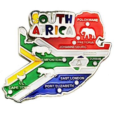 Imagem de Imã Africa do Sul – Imã Mapa Africa do Sul Bandeira Cidades Símbolos - Mapa Mundi Magnético - Imã Geladeira África do Sul