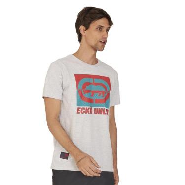 Imagem de Camiseta Ecko Unltd Masculina Cinza Mescla Vermelha e Azul-Masculino
