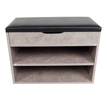 Imagem de Armário de sapatos 23,7 11,8 45 cm Prateleiras organizadoras de prateleira de madeira Suporte de armazenamento com almofada de assentos para casa, hotel, restaurante, loja de sapatos