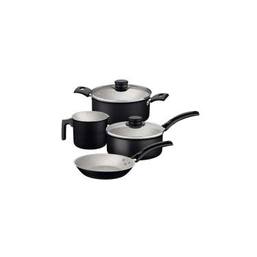 Imagem de Jogo de Panelas Alumínio Antiaderente 4 Pc Preto - Tramontina