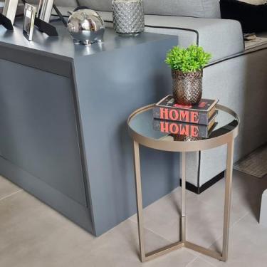 Imagem de Mesa Lateral com Espelho - Mesinha de Apoio 50x35 cm Champagne - BELI 