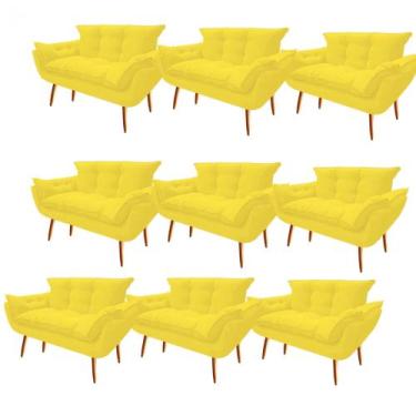 Imagem de Kit 09 Namoradeira  Decorativa  Opala Pés Palito em Madeira 2 Lugares 