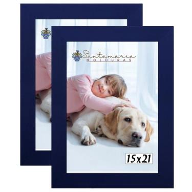 Imagem de Kit 2 Molduras Porta Retrato 15X21 Azul - Santamaria Molduras